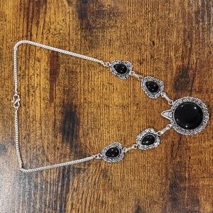Sterling Silver Onyx Stones Knecklace